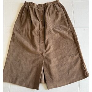 Kensington Square vintage women's brown corduroy button front skirt XS-Small